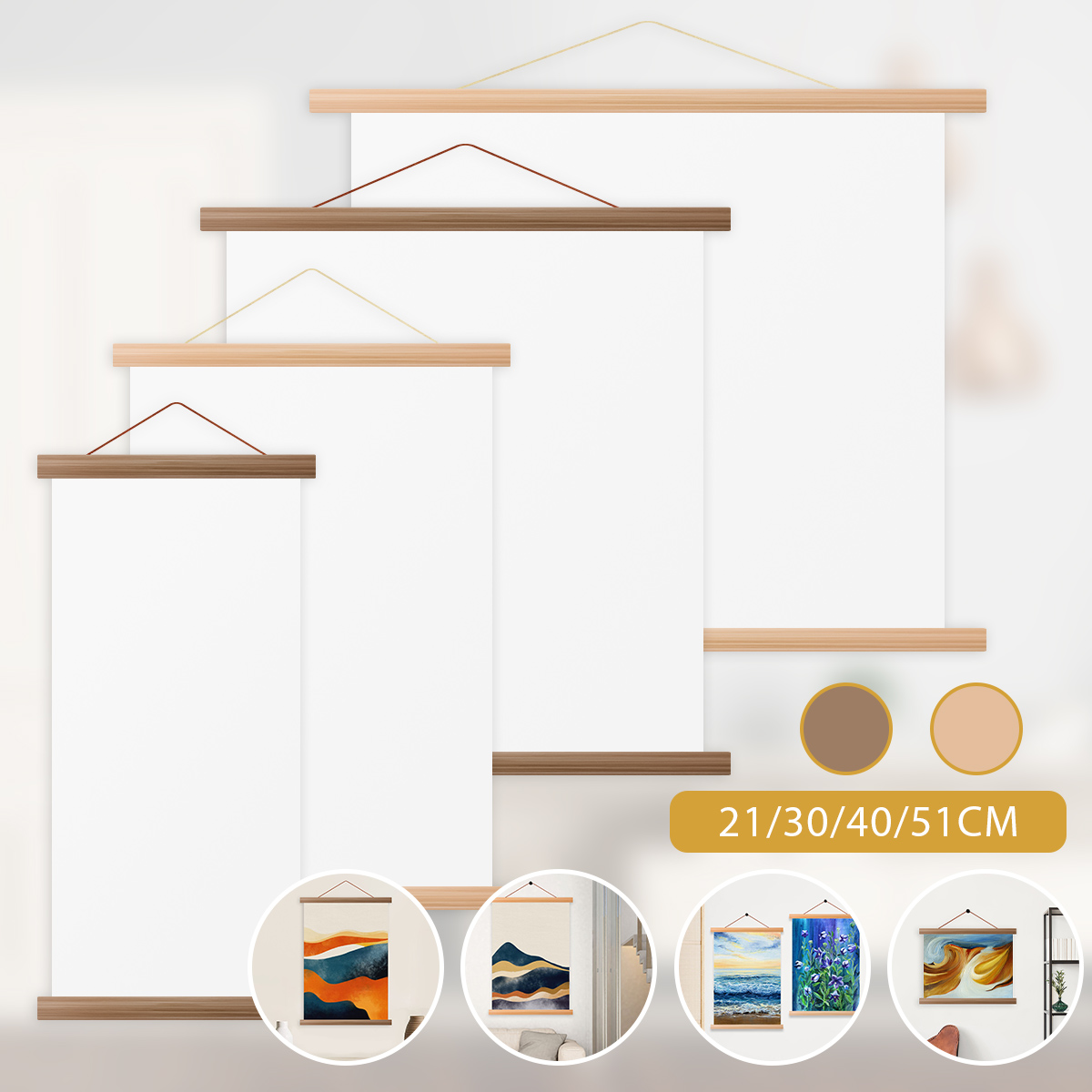Engraved Wood Frame - 4 pezzi cornice poster ganci cornici