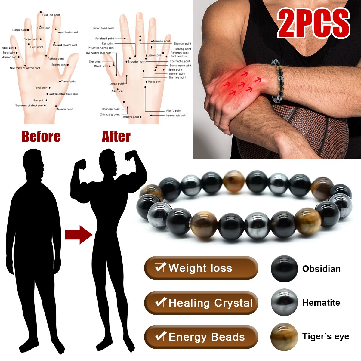 Coordinates Bracelet - 2 pz/set bracciale a tripla protezione-occhio