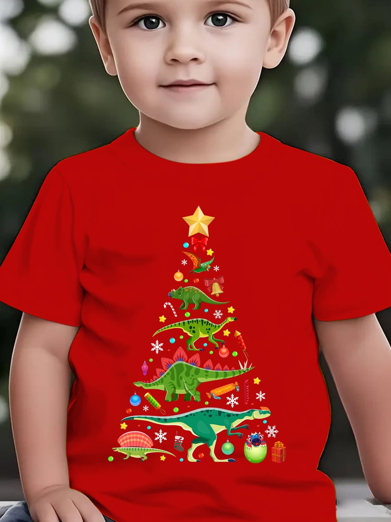 Family Tree Print - CHRISTMAS T-shirt Estiva per Bambini con
